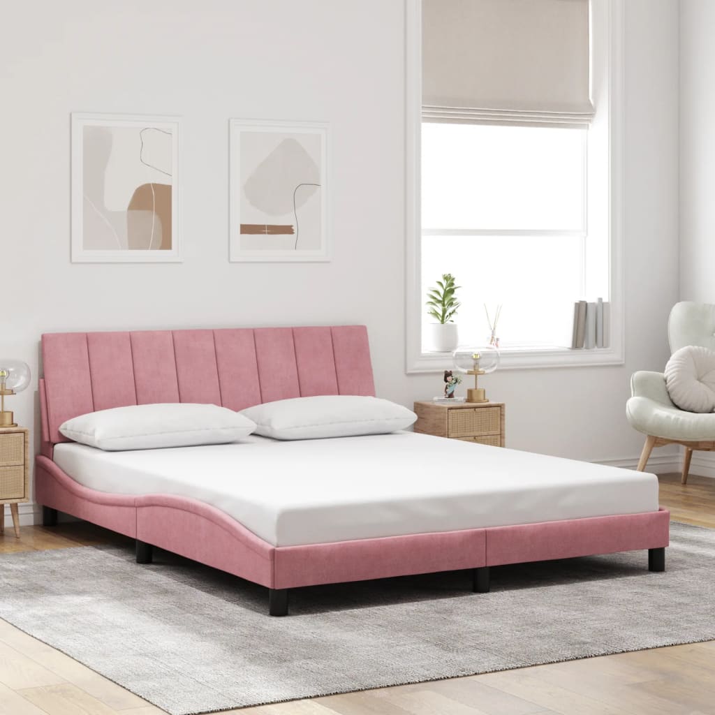 Giroletto con LED senza Materasso Hanko Rosa 160x200 cm Velluto