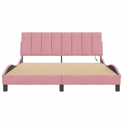 Giroletto con LED senza Materasso Hanko Rosa 160x200 cm Velluto