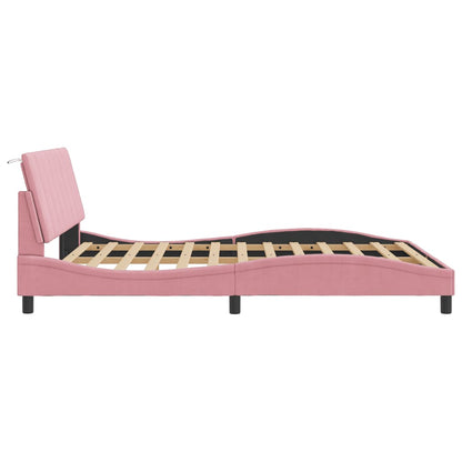 Giroletto con LED senza Materasso Hanko Rosa 160x200 cm Velluto