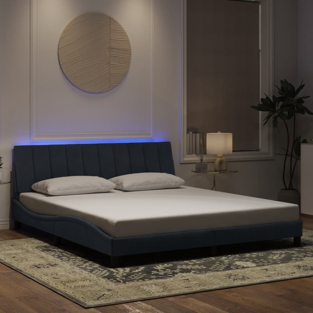 Giroletto con LED senza Materasso Hanko Grigio Scuro 180x200 cm in Velluto - homemem39