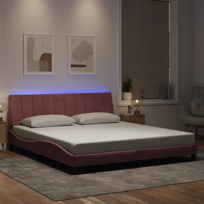 Giroletto con LED senza Materasso Hanko Rosa 180x200 cm Velluto