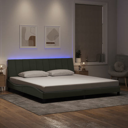 Giroletto con LED senza Materasso Hanko Grigio Chiaro 200x200 cm in Velluto - homemem39