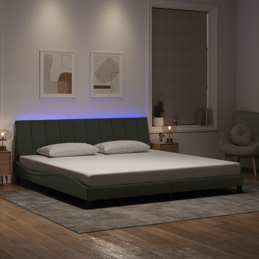Giroletto con LED senza Materasso Hanko Grigio Chiaro 200x200 cm in Velluto - homemem39