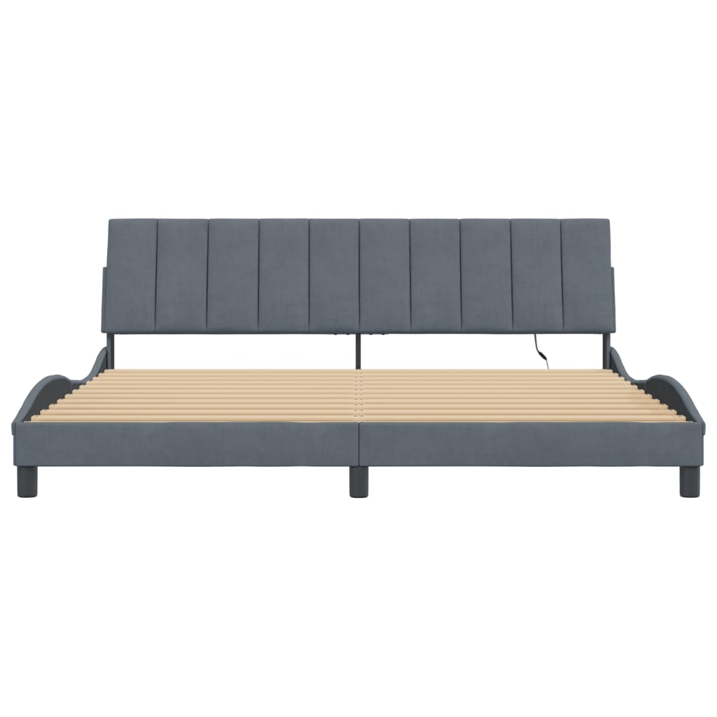 Giroletto con LED senza Materasso Hanko Grigio Scuro 200x200 cm