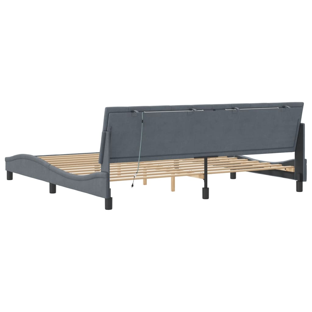 Giroletto con LED senza Materasso Hanko Grigio Scuro 200x200 cm