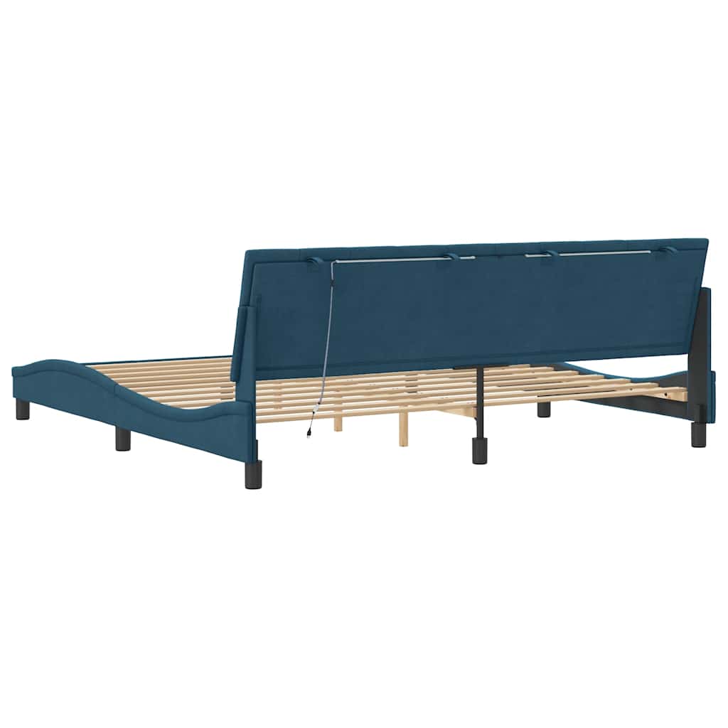Giroletto con LED senza Materasso Hanko Blu 200x200 cm Velluto