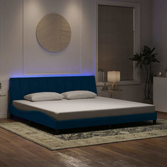 Giroletto con LED senza Materasso Hanko Blu 200x200 cm Velluto