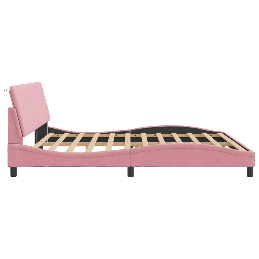Giroletto con LED senza Materasso Hanko Rosa 200x200 cm Velluto