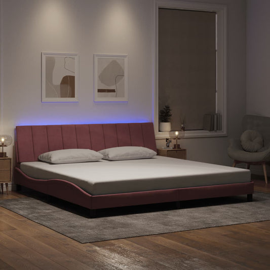 Giroletto con LED senza Materasso Hanko Rosa 200x200 cm Velluto