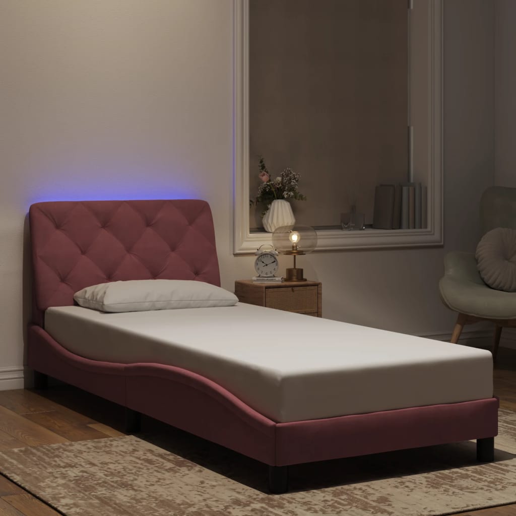 Giroletto con LED senza Materasso Rosa 80x200 cm in Velluto - homemem39