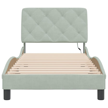 Giroletto con LED senza Materasso Grigio Chiaro 90x190 cm in Velluto - homemem39