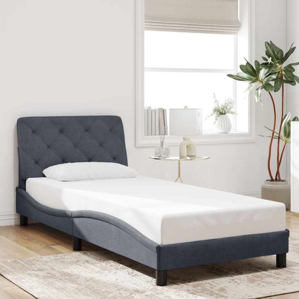 Giroletto con LED senza Materasso Grigio Scuro 90x190cm Velluto | homemem39