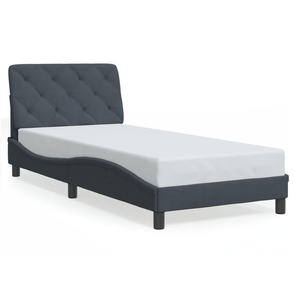 Giroletto con LED senza Materasso Grigio Scuro 90x190 cm in Velluto | homemem39
