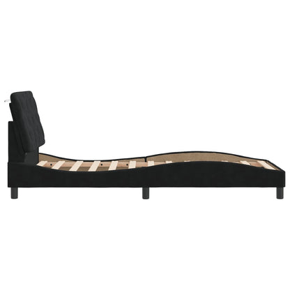 Giroletto con LED senza Materasso Nero 90x190 cm in Velluto