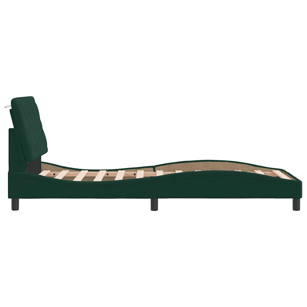 Giroletto con LED senza Materasso Verde Scuro 90x190 cm Velluto