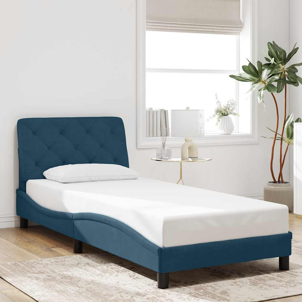 Giroletto con LED senza Materasso Blu 90x190 cm in Velluto