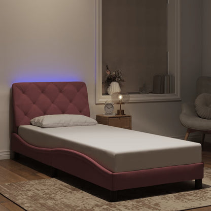 Giroletto con LED senza Materasso Rosa 90x190 cm in Velluto