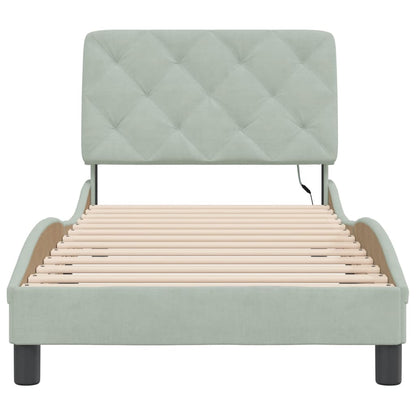 Giroletto con LED senza Materasso Grigio Chiaro 90x200 cm in Velluto - homemem39