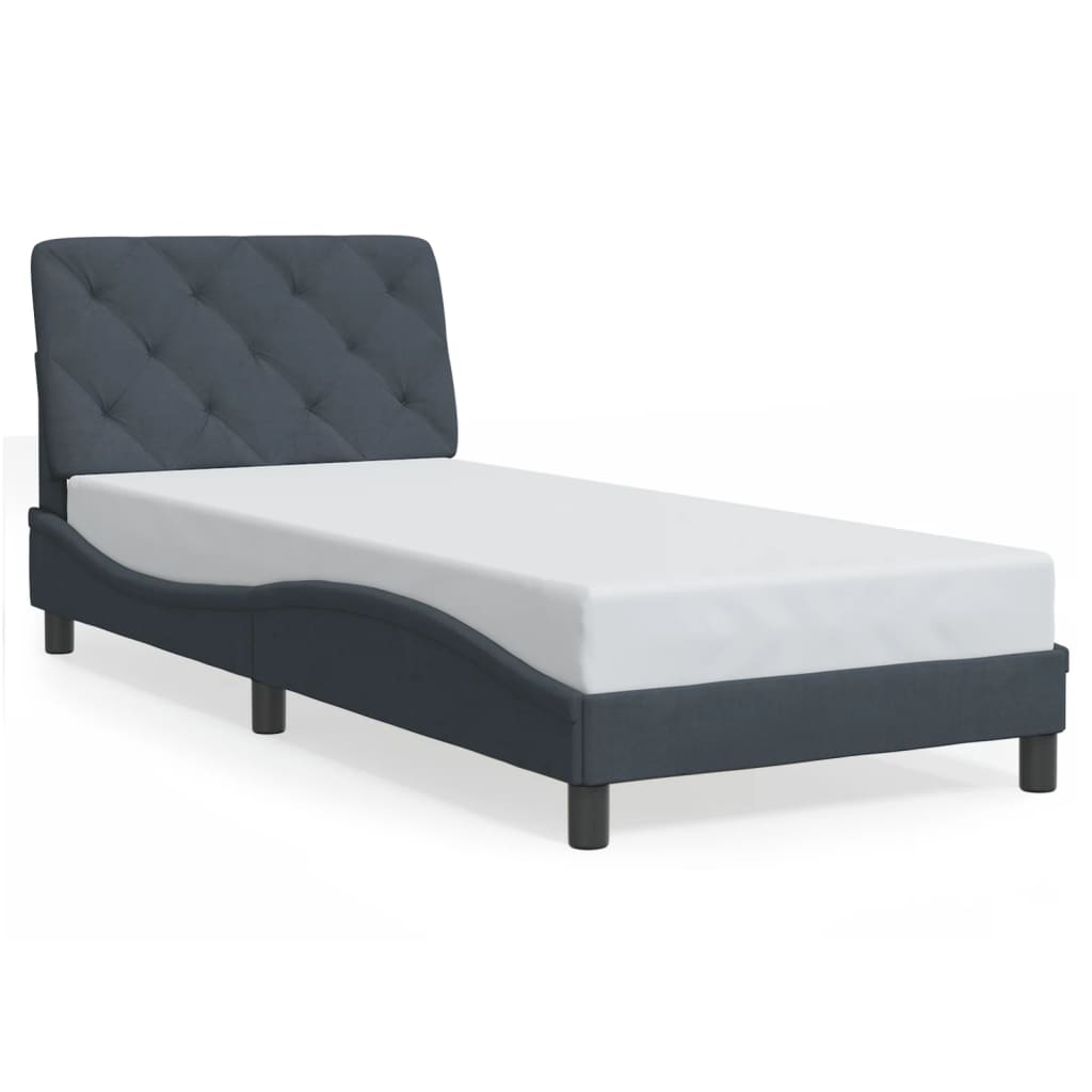 Giroletto con LED senza Materasso Grigio Scuro 90x200 cm in Velluto | homemem39