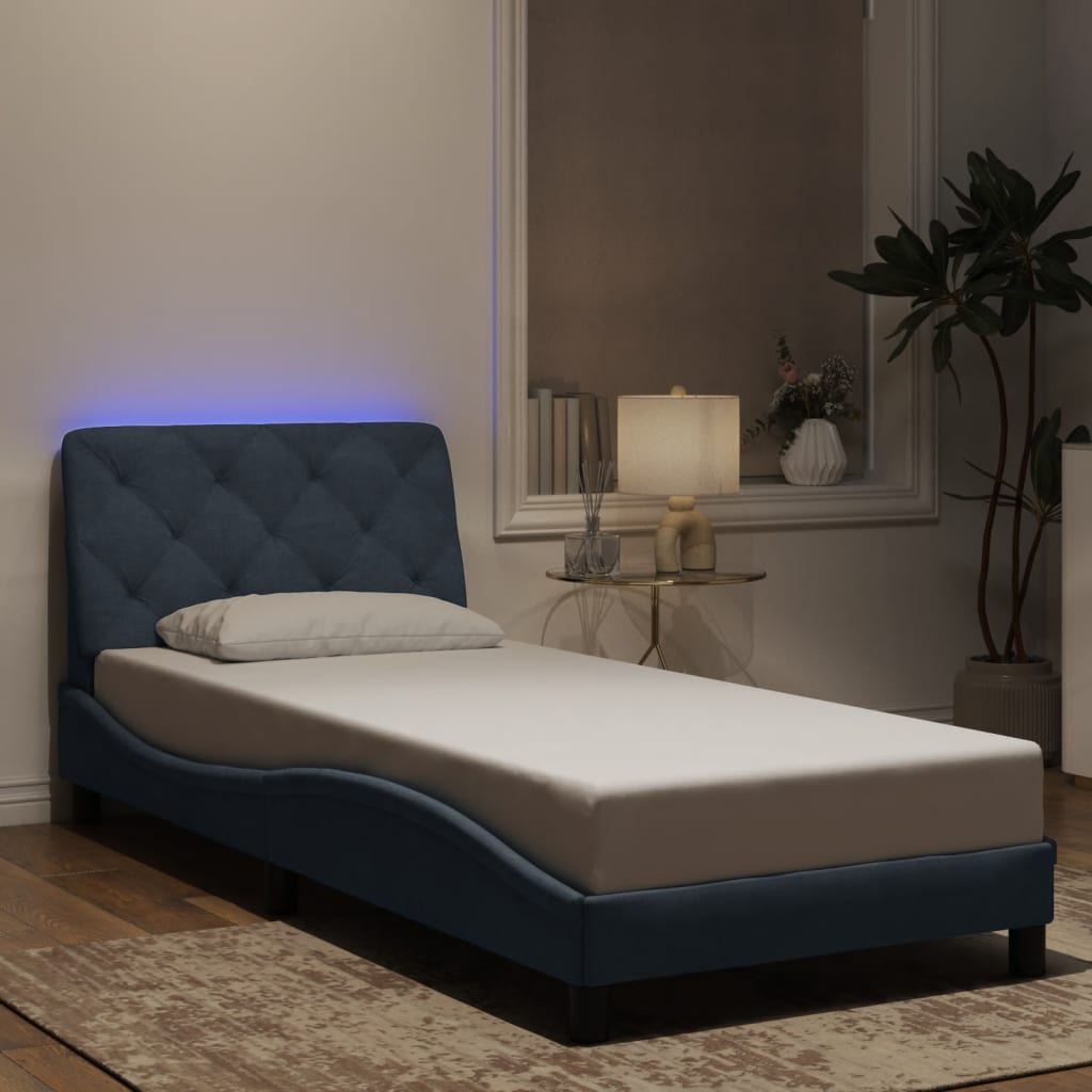 Giroletto con LED senza Materasso Grigio Scuro 90x200 cm in Velluto | homemem39