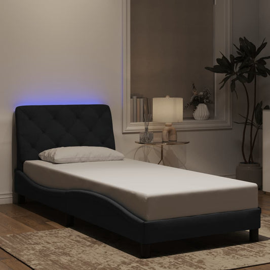 Giroletto con LED senza Materasso Nero 90x200 cm in Velluto