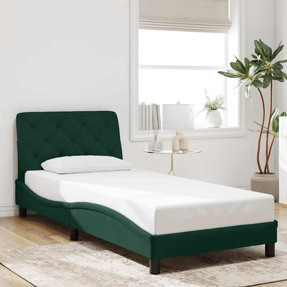 Giroletto con LED senza Materasso Verde Scuro 90x200 cm Velluto