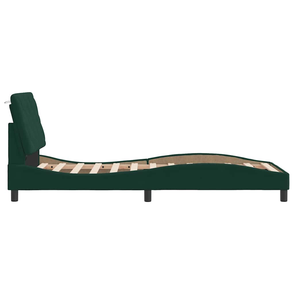 Giroletto con LED senza Materasso Verde Scuro 90x200 cm Velluto
