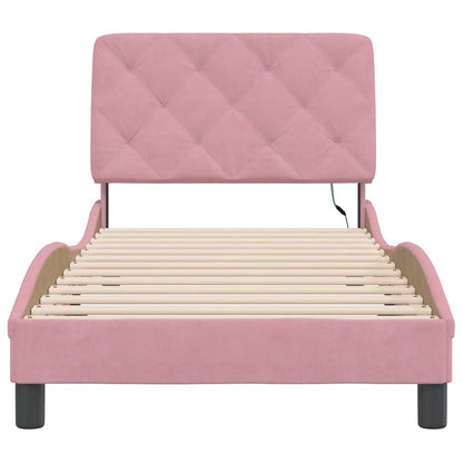 Giroletto con LED senza Materasso Rosa 90x200 cm in Velluto