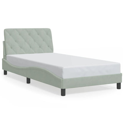 Giroletto con LED senza Materasso Grigio Chiaro 100x200 cm in Velluto - homemem39