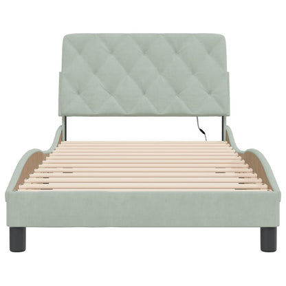 Giroletto con LED senza Materasso Grigio Chiaro 100x200 cm in Velluto - homemem39