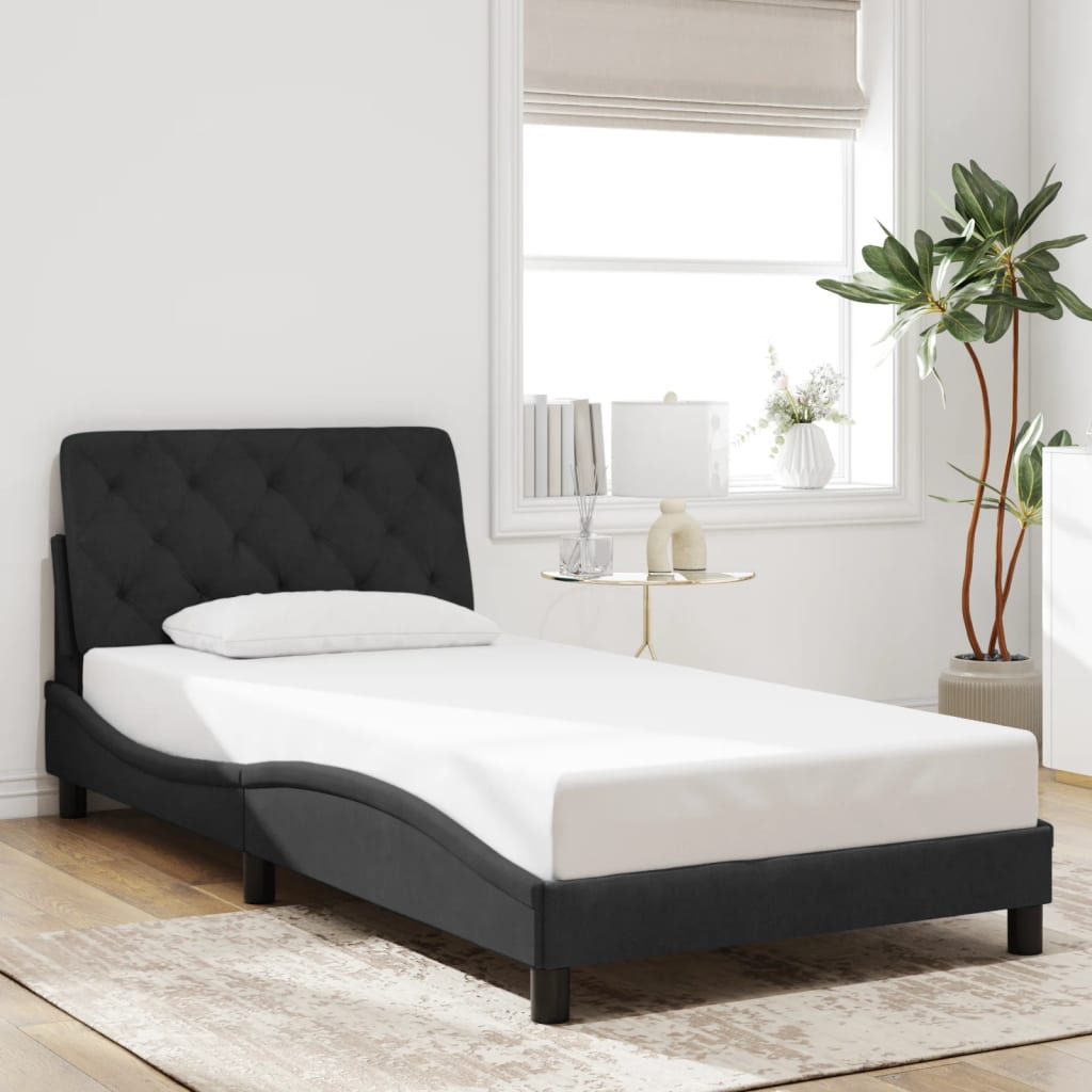 Giroletto con LED senza Materasso Nero 100x200 cm in Velluto