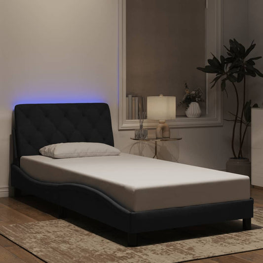 Giroletto con LED senza Materasso Nero 100x200 cm in Velluto