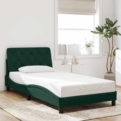 Giroletto con LED senza Materasso Verde Scuro 100x200cm Velluto