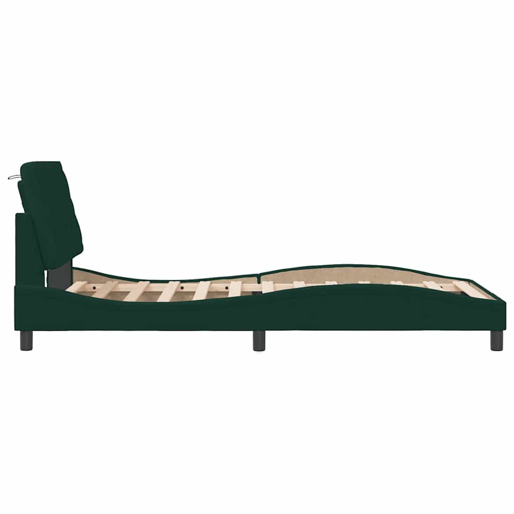 Giroletto con LED senza Materasso Verde Scuro 100x200cm Velluto