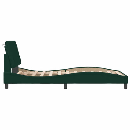 Giroletto con LED senza Materasso Verde Scuro 100x200cm Velluto