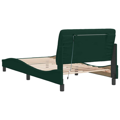 Giroletto con LED senza Materasso Verde Scuro 100x200cm Velluto