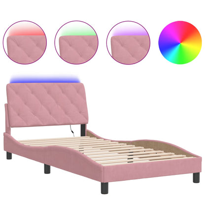 Giroletto con LED senza Materasso Rosa 100x200 cm in Velluto