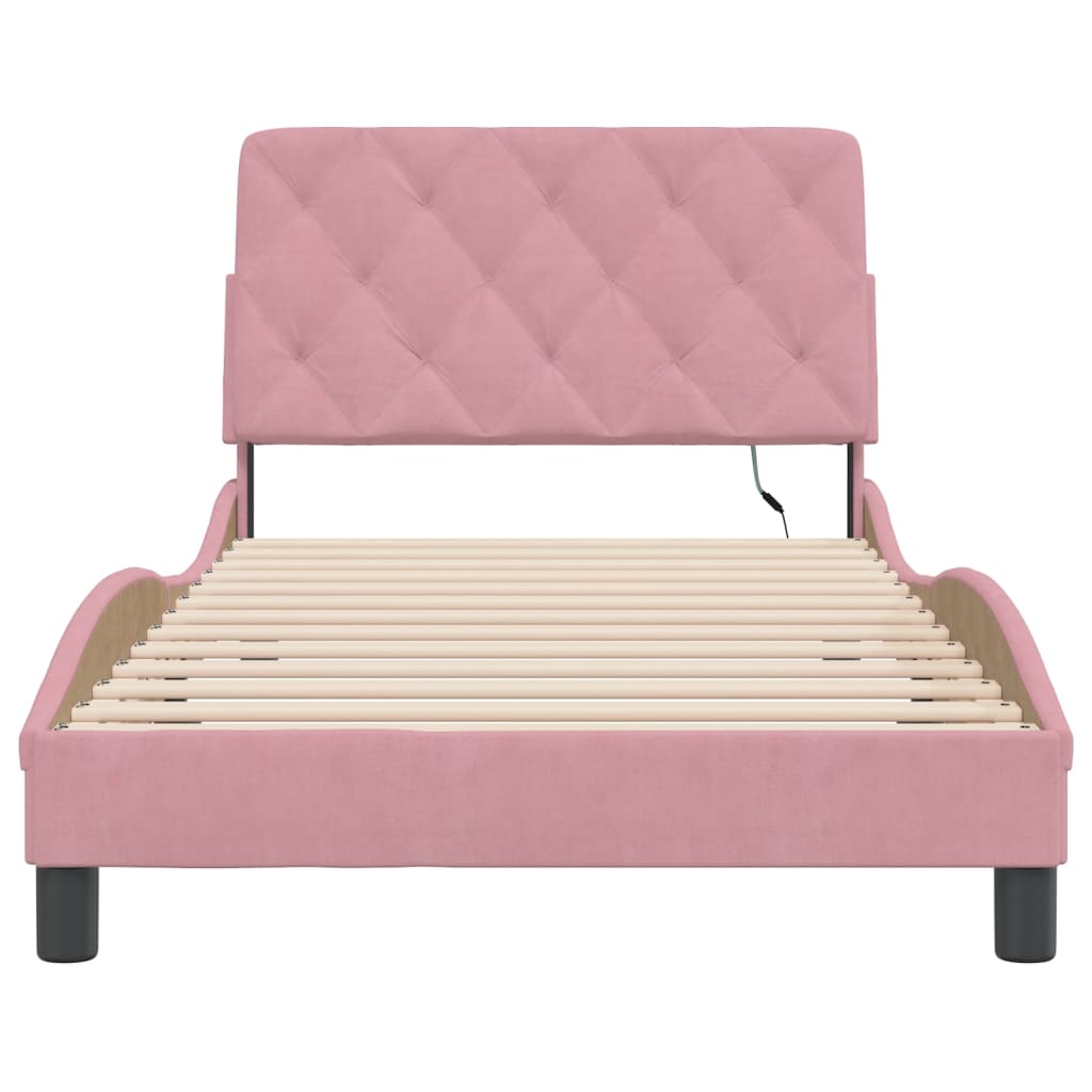 Giroletto con LED senza Materasso Rosa 100x200 cm in Velluto