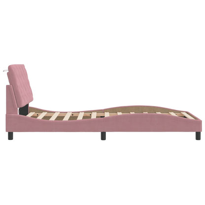 Giroletto con LED senza Materasso Rosa 100x200 cm in Velluto
