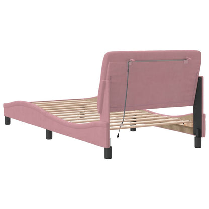 Giroletto con LED senza Materasso Rosa 100x200 cm in Velluto