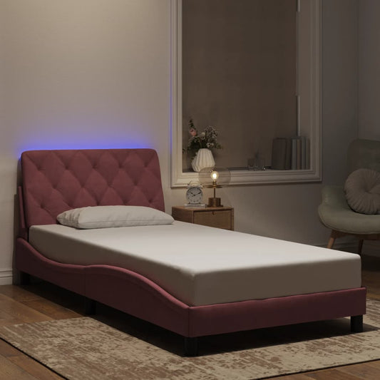 Giroletto con LED senza Materasso Rosa 100x200 cm in Velluto
