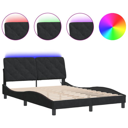 Giroletto con LED senza Materasso Nero 120x200 cm in Velluto | homemem39