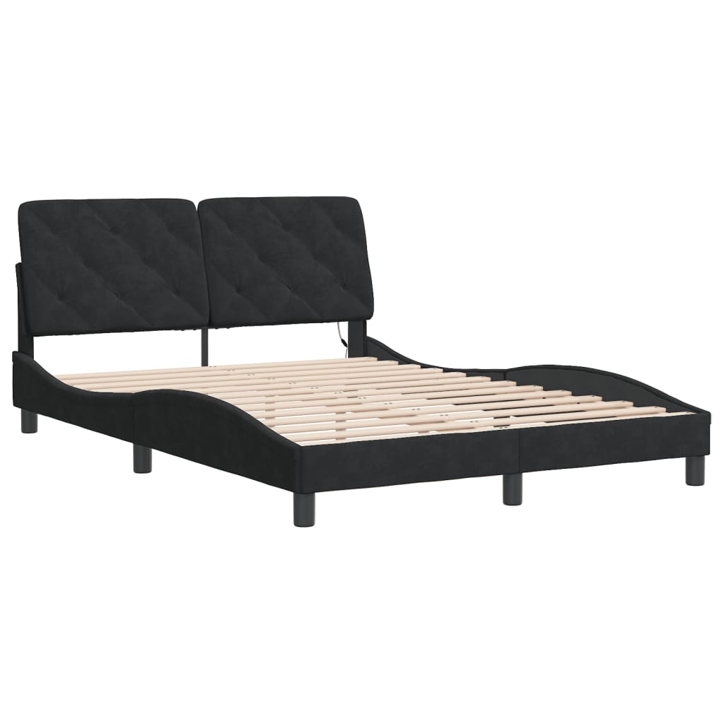 Giroletto con LED senza Materasso Nero 120x200 cm in Velluto | homemem39