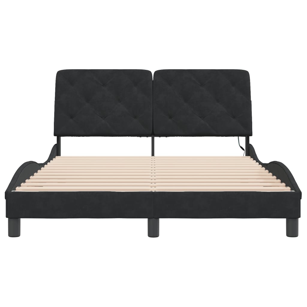 Giroletto con LED senza Materasso Nero 120x200 cm in Velluto | homemem39