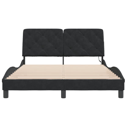 Giroletto con LED senza Materasso Nero 120x200 cm in Velluto | homemem39