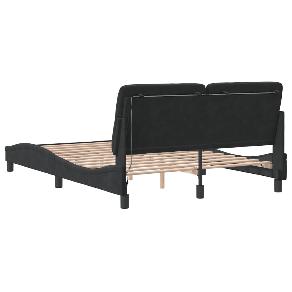 Giroletto con LED senza Materasso Nero 120x200 cm in Velluto | homemem39