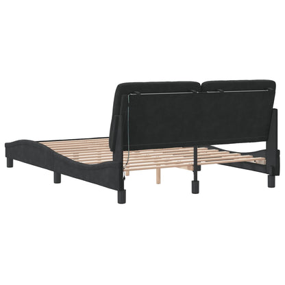 Giroletto con LED senza Materasso Nero 120x200 cm in Velluto | homemem39