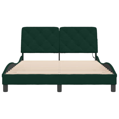 Giroletto con LED senza Materasso Verde Scuro 120x200cm Velluto