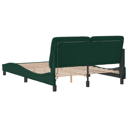 Giroletto con LED senza Materasso Verde Scuro 120x200cm Velluto