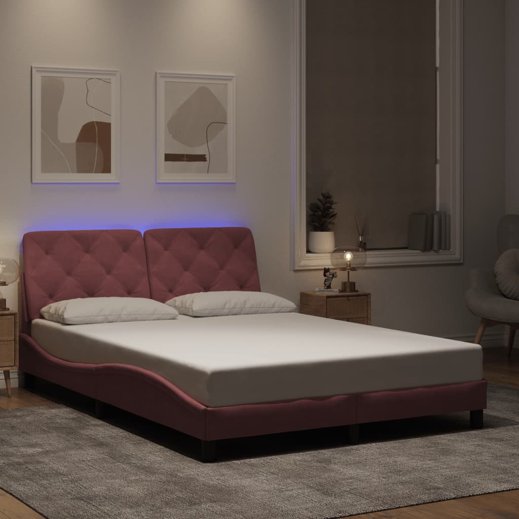 Giroletto con LED senza Materasso Rosa 120x200 cm in Velluto - homemem39